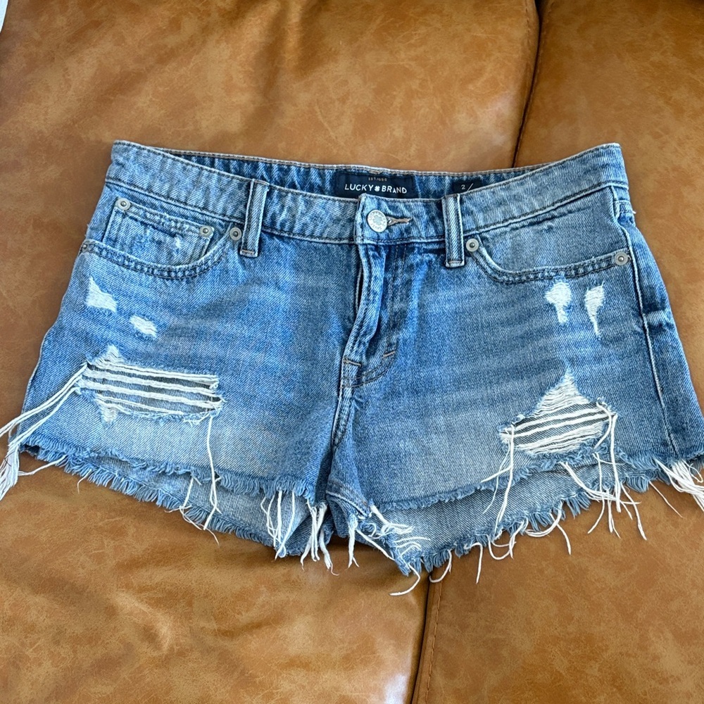 Lucky Brand Blue Distressed Denim Shorts - The Cutoff - Size 2/26